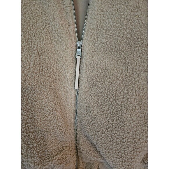 Avec Les Filles Sherpa Teddy Coat Jacket Size Large Full Zip Plush Collard Soft - Picture 2 of 8